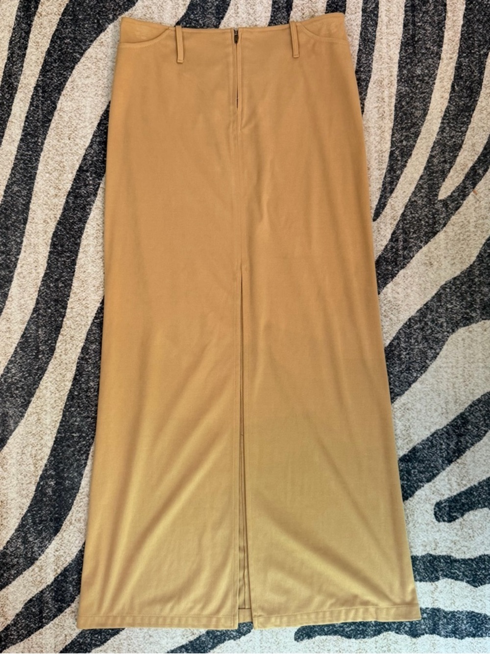 Vintage Cache Suede Y2K Camel Skirt Slit Front 6